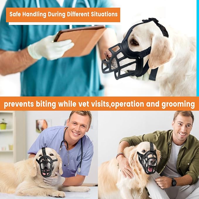 Dog Muzzle, Basket Muzzle Anti Biting Chewing, Sturdy Lightweight Muzzle Allows Panting Drinking, Cage Muzzle for Small Medium Large Dogs, Suitable for Grooming Trimming Training (Size 6)