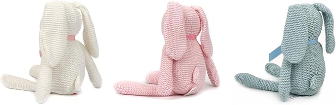 100% Organic Cotton Baby Toys Bunny Rabbit Stuffed Animals Bulk 7.1" (3pcs/Set)