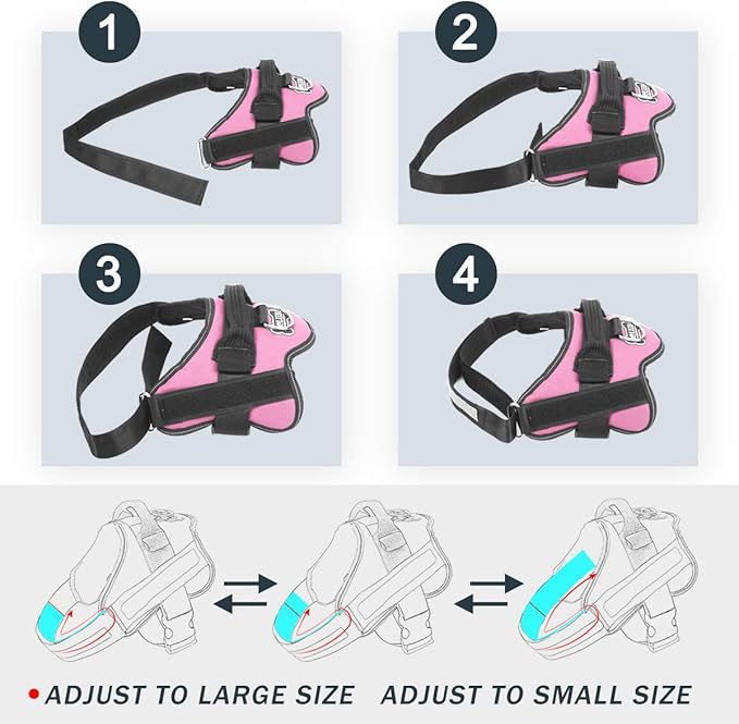Bolux Dog Harness, No-Pull Reflective Dog Vest, Breathable Adjustable Pet Harness with Handle for Outdoor Walking - No More Pulling, Tugging or Choking (Pink, L)