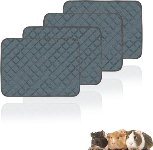 4 Pack Guinea Pig Cage Liners Washable Guinea Pig Bedding Reusable Waterproof Super Absorbent Guinea Pig Pee Pads Anti Slip Mat for Small Animals Rabbit Hamster Rat - 24" x 18"