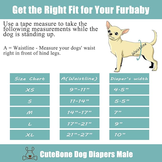 CuteBone Dog Diapers Male Washable Belly Band for Male Dogs Wraps 3pcs a Pack DM28M