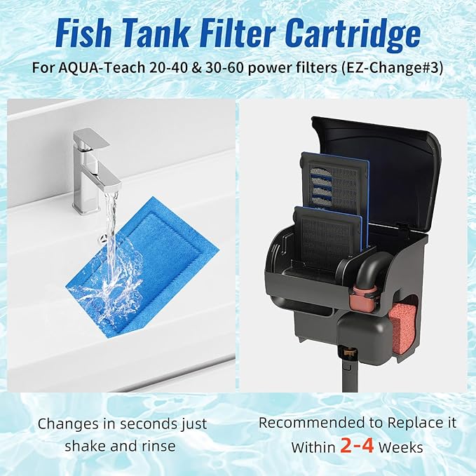 6 Pack Aquarium Filter Cartridge for Marineland Rite-Size C, Fish Tank Filters for Aqua-Tech EZ-Change #3 20-40 & 30-60 Power Filter and for Marineland Penguin PRO Power Filters 275/375