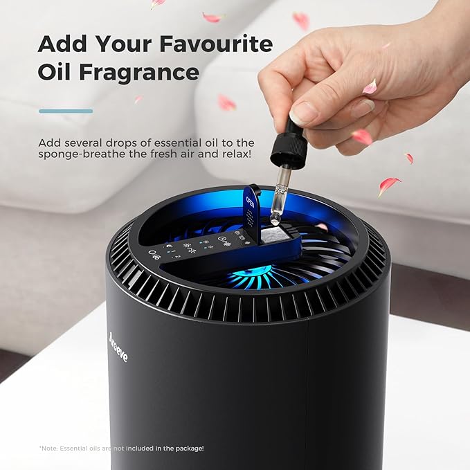 AROEVE Air Purifiers for Bedroom Home, Air Purifier For Smoke Pollen Dander Hair Smell Air Cleaner with Sleep Mode Speed Control For Bedroom Office, MK01- Black(Available for California)