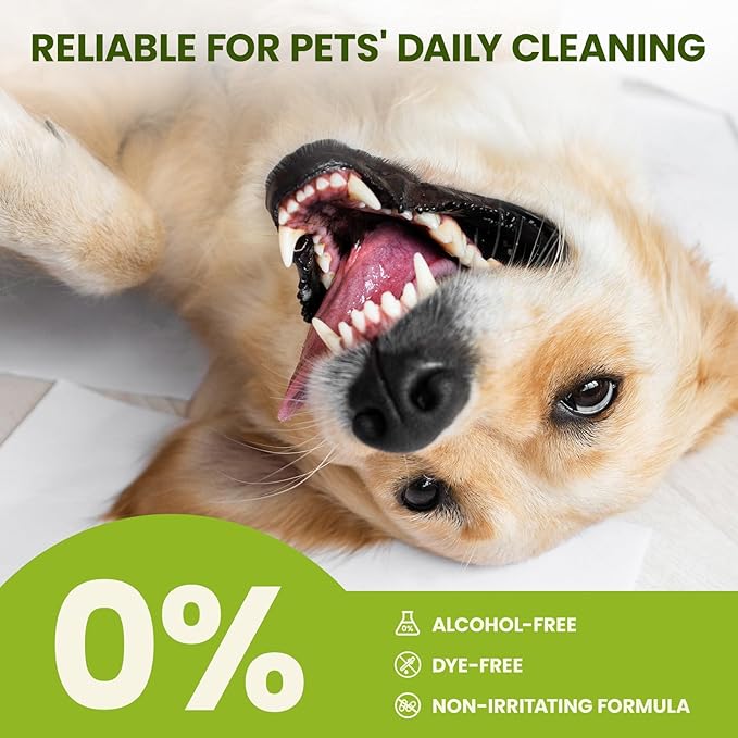 Dog Teeth Cleaning Wipes, Fresh Breath Pet Dental Finger Wipes for Dogs & Cats, Dog Dental Wipes Teeth Wipes, Lick-Safe Pet Toothbrus for Easy Removal of Tartar Buildup, Unscented, 50 PCS