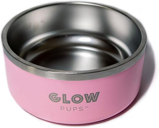 Dog Bowls, Dog Water Bowl Vacuum Insulated Stainless Steel Pet Bowl, Non-Slip, Spill-Proof, Easy to Clean, Stylish and Functional, 32 oz, Light Pink