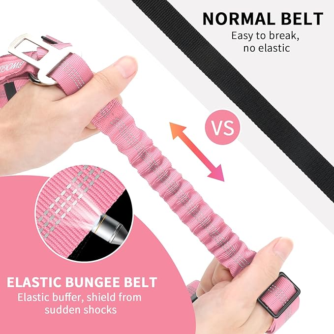 BWOGUE Pet Dog Cat Seat Belt Reflective Car Dog Headrest Restraint Leash Elastic Buffer Bungee Adjustable Tangle-Free Safety Leads Vehicle Seatbelt Harness for Small, Medium and Large Dogs (1 Pack)