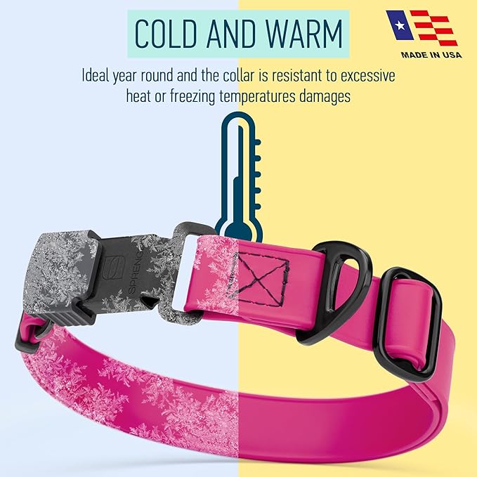 Dogline Biothane Waterproof Dog Collar with Herm Sprenger Black Stainless Steel Quick Release Buckle – Heavy Duty Tactical Durable Collar for Dogs – Comfortable and Safe Pet Collar W1 L15-25 Magenta