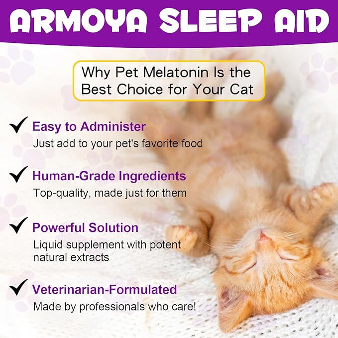 Cat Melatonin - Melatonin for Cats - Cat Calming Treats- Cat Sedative for Grooming - Helps to Support Restful Sleep for Your Cat - Cat Sleep Aid - Anxiety Relief for Cats