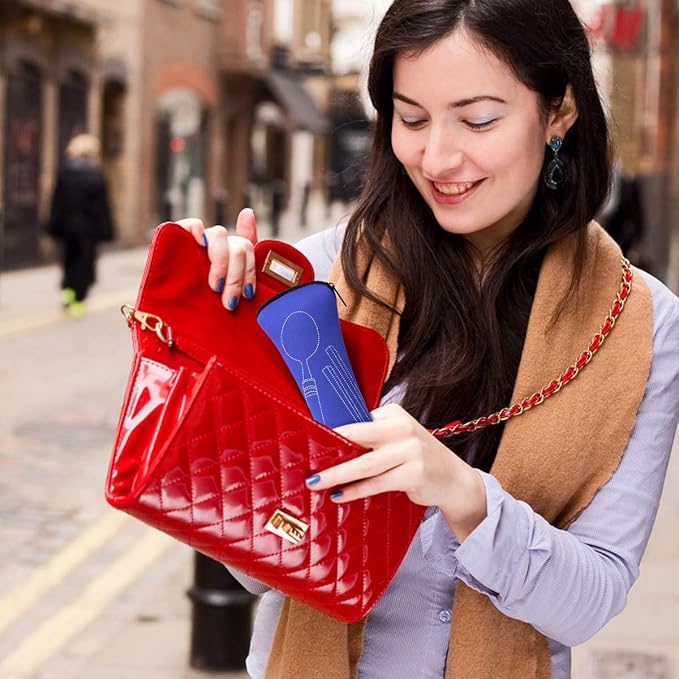 3 Pack Reusable Flatware Sets Knife, Fork, Spoon, Chopsticks, 12Pcs Portable Travel Stainless Steel Tableware Dinnerware with Carrying Case