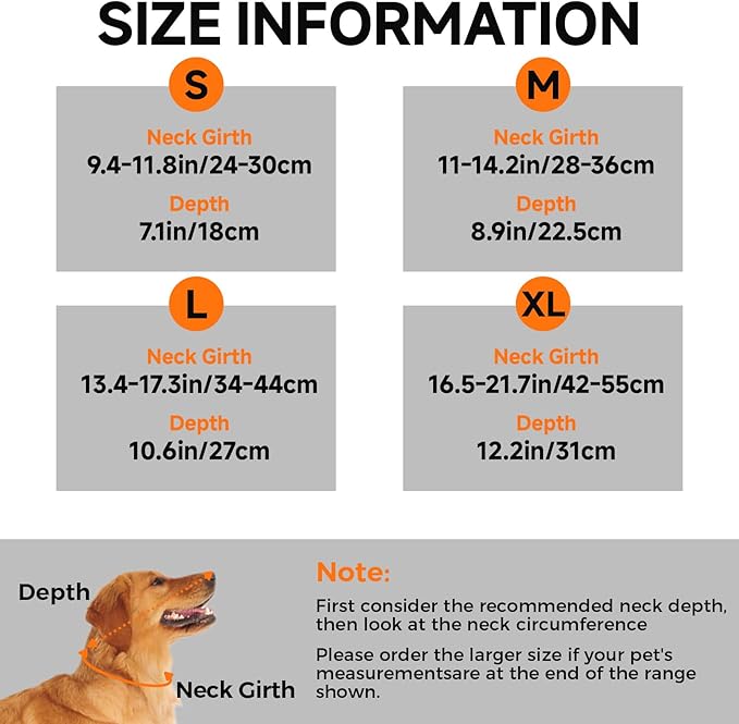 Dog Cone Collar XL, Soft Cones for Large Medium Small Dogs,Adjustable Dog Cone Alternative to Stop Licking, Comfy Elizabethan Collar for After Surgery Wound Healing & Hot Spots Orange