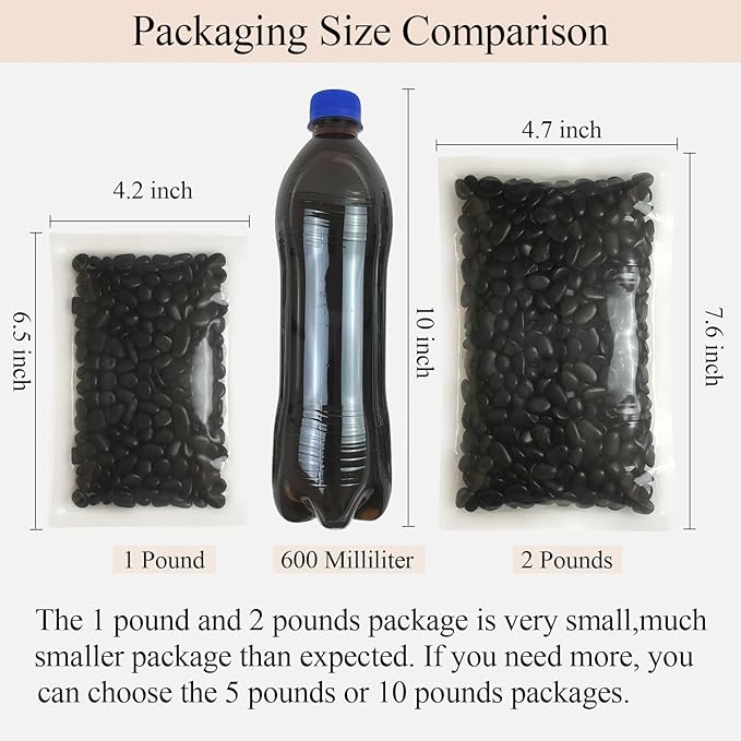 Black Pebbles - 3/8 inch Small Stones for Indoor Plants, Succulents, Aquariums & Landscaping