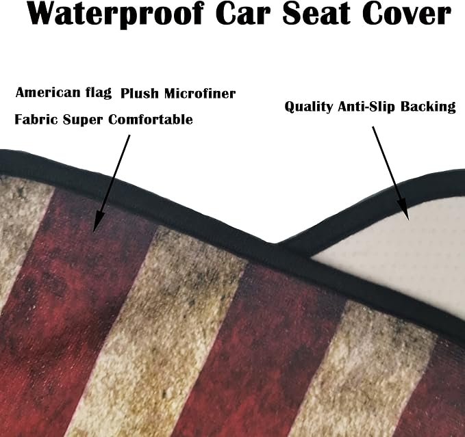 Car Seat Cover Protector Front Seats,for Gym Workout,Running,Swimming,Beach and Hiking,Waterproof Sweat Towel Bucket Seat Covers for Cars SUV Trucks (American Flag, 1Pcs)