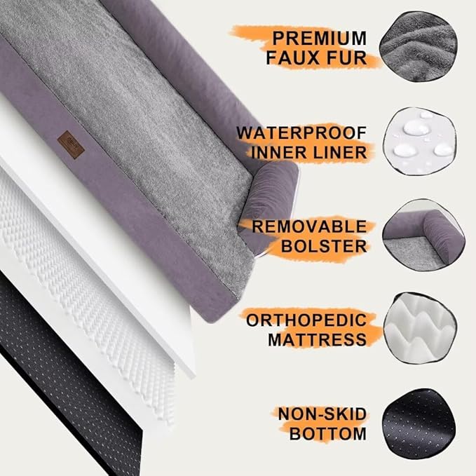 Dog Bed Medium Size Dog-Orthopedic Waterproof Bed for Dogs,Foam Couch Sofa with Washable Removable Cover & Non-Slip Bottom-Purple