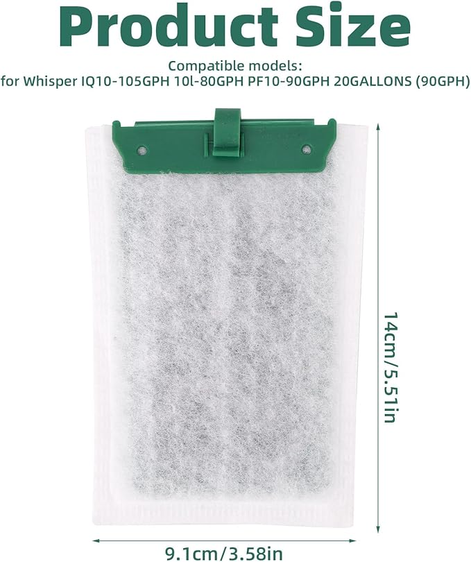 16pcs Medium Replacement Filter Cartridges Compatible with Tetra Whisper Bio-Bag, Fish Tank Parts Accessories for 10i IQ10 PF10 ReptoFilter, 5-10 Gallon Aquarium Filter Cartridges
