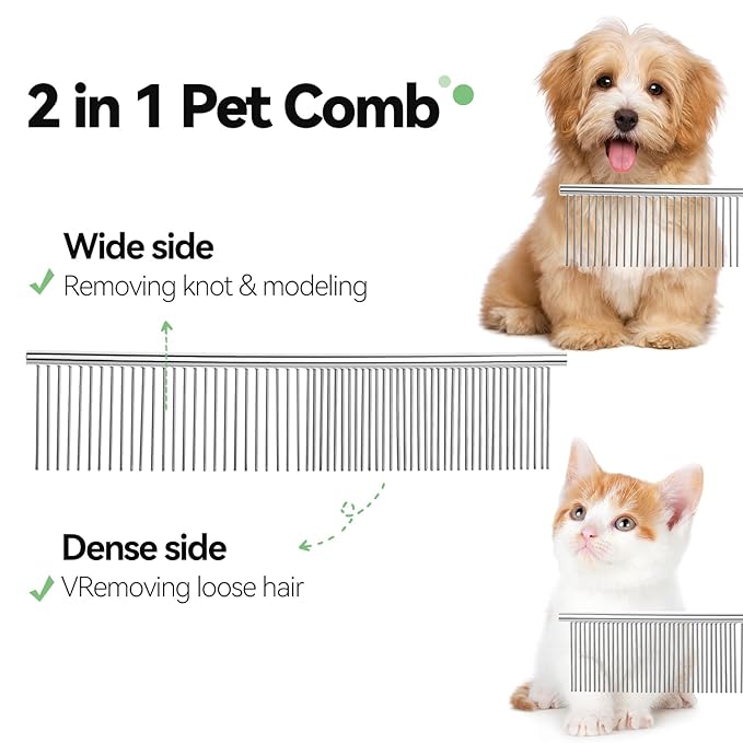 Dog & Cat Brush,Pet Grooming Kit 4PCS- Dog Brush for Shedding| A Pair Pet Hair Removal Gloves| Metal Comb for dog.Removes Undercoat, Loose Hair, Tangled, Dirt and Massages. All hair Types