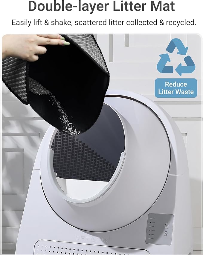 CATLINK 2025 Upgrade Automatic Cat Litter Box Self Cleaning for Multiple Cats with Mat, Double Odor Removal, Cat Litter Box for Cats from 3.5～22 lbs
