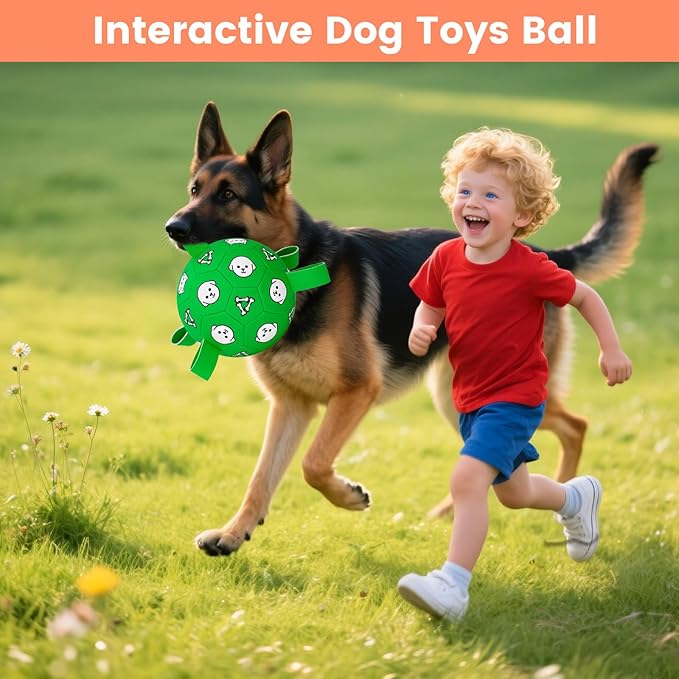 Dog Toys Ball, Durable Dog Soccer Ball with Straps, Interactive Dog Toys for Tug of War, Water Pool Puppy Toys for Indoor/Outdoor – Fun Dog Birthday Gift for Small & Medium Dogs, 6 Inch