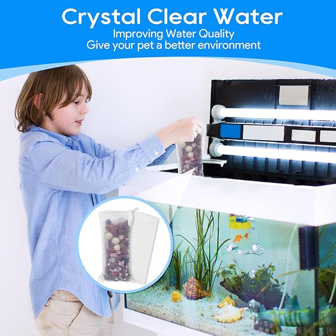 15PCS Media Bags for Aquarium, Extra Fine Mesh Bag Reusable Nylon Net Aquarium Filter Bags with Plastic Zipper for Extra Fine Resins Filter, 3.1 x 7.9 Inch