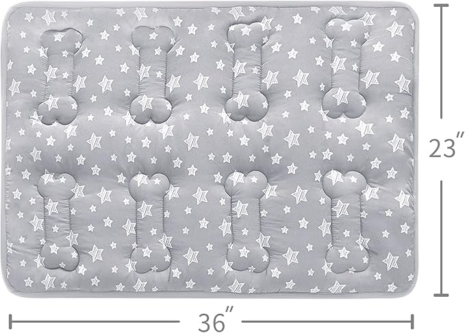 Dog Crate Bed Mat (36" X 23"), Soft Dog Bed Mat with Cute Stars, Personalized Crate Pad, Anti-Slip Bottom, Machine Washable Kennel Pad