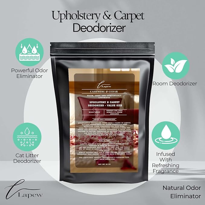 Cashmere Cedar Carpet Freshener Powder Refill 36 oz | Powerful Odor Eliminator for Home | Upholstery Deodorizer | Carpet Deodorizer | Pet Urine | Cat Litter Box