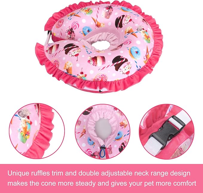 CuteBone Inflatable Dog Collar Alternative for Large Dogs After Surgery-Double Adjustable Neck Range P23SO00102L