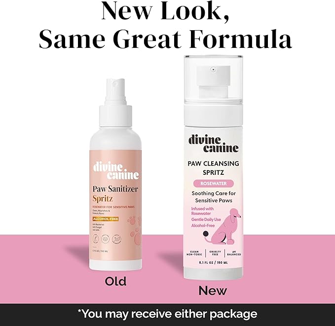 Dog Paw Cleaner - 5.1 Fl Oz of Alcohol Free Paw Cleansing Spray - Made with Rosewater, Aloe, Copaiba Oil, and Lemongrass Oil to Nourish and Clean Paws - Made in The USA