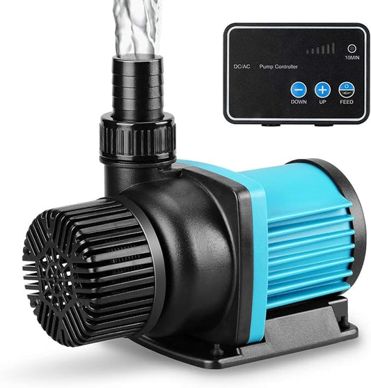 2250GPH Aquarium 24V DC Return Pump with Controller, Submersible and Inline Return Pump for Fish Tank,Aquariums,Fountains,Sump,Hydroponic,Pond,Freshwater and Marine Water Use