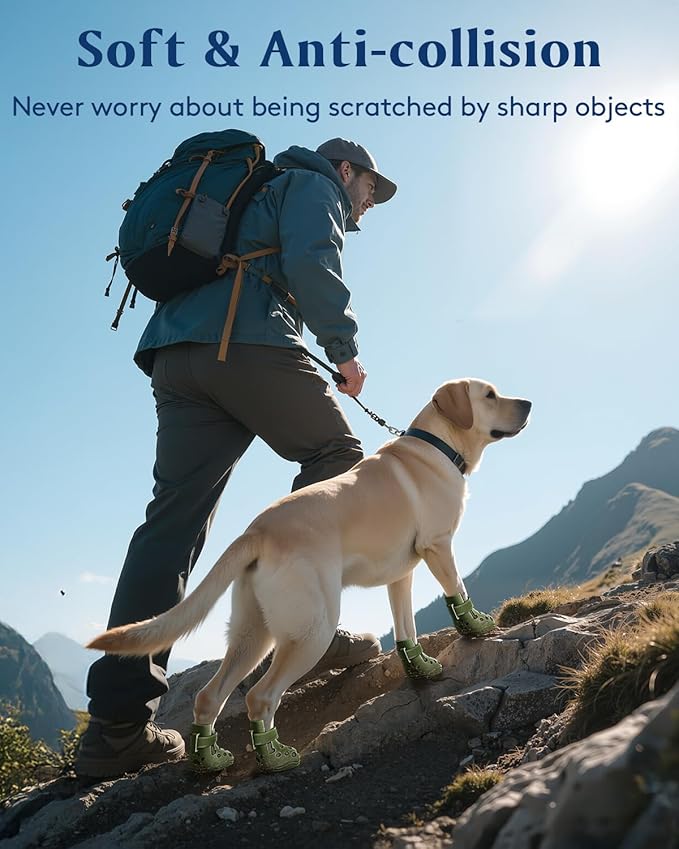 Dog Shoes for Hot Pavement, Breathable Dog Boots Paw Protectors with Adjustable Straps & Non-Slip Sole, Easy On & Off, Waterproof, Easy-Cleaning (Black, S)