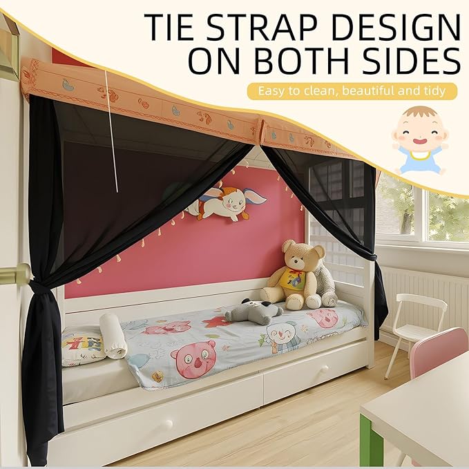 4 Corners Mosquito Net for Mosquiteros para Camas Bed Canopies Netting Bed Drapes Rectangular Mosquito Mesh for Camping Home Outdoor Travel(Black,L79 X W47 X H59 Inch,Opening)