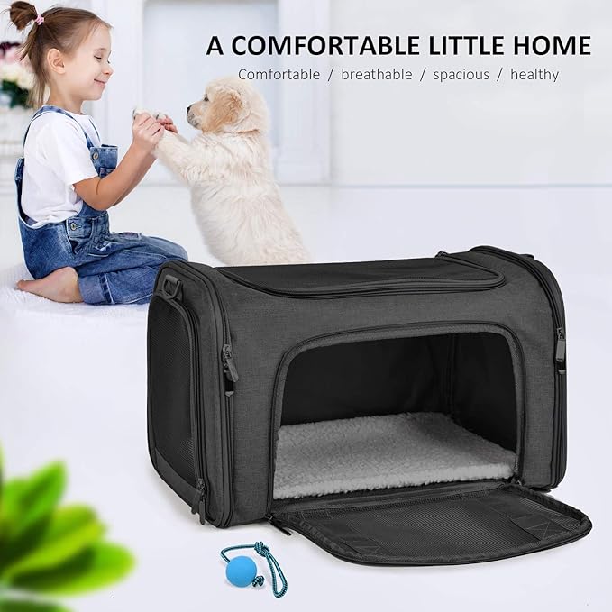Cat Carriers Dog Carrier Pet Carrier for Small / Medium Cats Dogs Puppies (Up To 15lbs), TSA Airline Approved Small Dog Carrier Soft Sided, Collapsible Waterproof Travel Puppy Carrier -Black