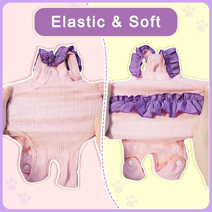 Cat Recovery Suit,Kitten Onesie After Surgery,E-Collar Alternative for Abdominal Wound and Skin Diseases,Soft Breathable Bodysuit After Spay（Beige-l）