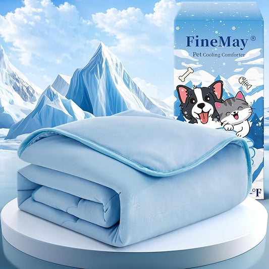 Cooling Blanket for Dogs, Lightweight & Durable Dog Cooling Mat, Q-MAX>0.45 Soft Breathable Pets Comforter for Couch, Bed & Car Essential - Light Blue 40x50 Inches