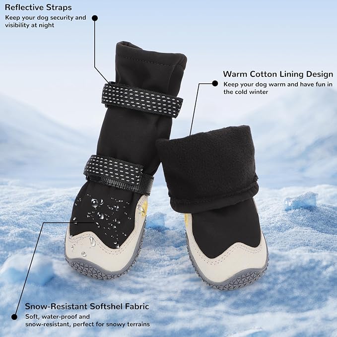 Dog Shoes for Large Small Medium Dogs, Dog Snow Boots Winter, Dog Booties and Paw Protectors to Prevent Licking, Anti-Slip Dog Shoes with Reflective for Hot Pavement,Hardwood Floors, Hiking (Size 5)
