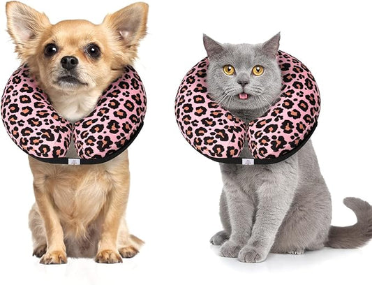 CuteBone Inflatable Soft Dog Cone with Removable Fleece Covers for Small/Medium/Large Dogs and Cats After Surgery GWB10S
