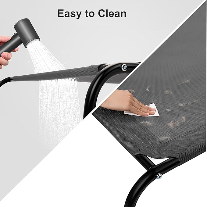 50" Lx35 Wx8 H Cooling Elevated Dog Bed for Large Dogs with Non-Slip Floor Protectors & Breathable Mesh, Raised Indoor & Outdoor Dog Cot Pet Hammock, Green