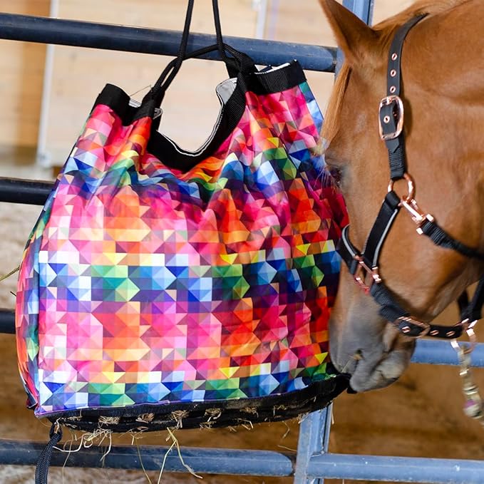 Derby Originals Scratchless Slow Feeder Horse Hay Bag with Super Tough Bottom and 6 Month Warranty (Purple with Charcoal Trim)