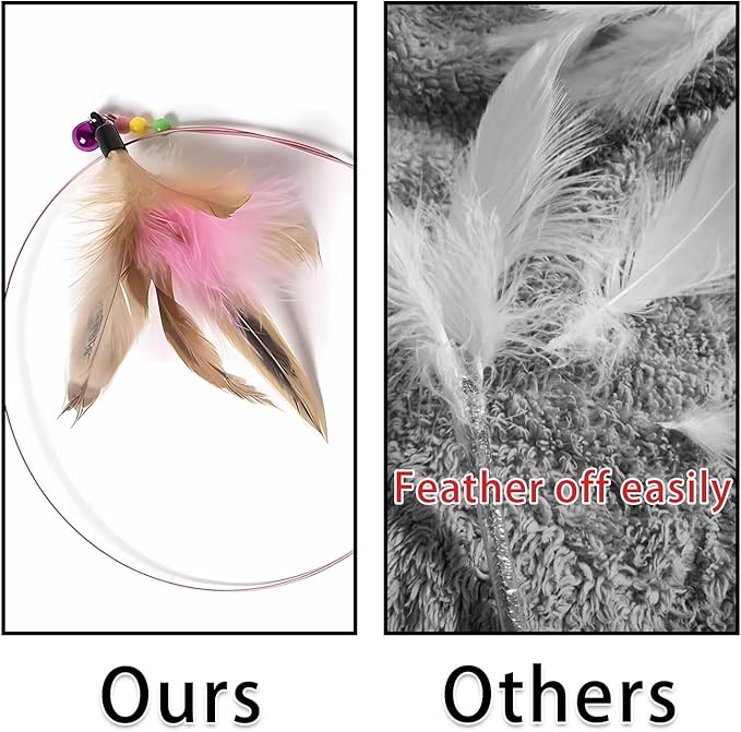 Cat Toys Interactive for Indoor Cats,2 PCS Cat Feather Toys and Wand Toys for Chase Exercise and Teaser Play with Kitten