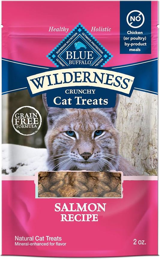 Blue Buffalo Wilderness High Protein Crunchy Cat Treats, Made with Natural Ingredients, Tasty Salmon Flavor, 2-oz Bag (Pack of 12)