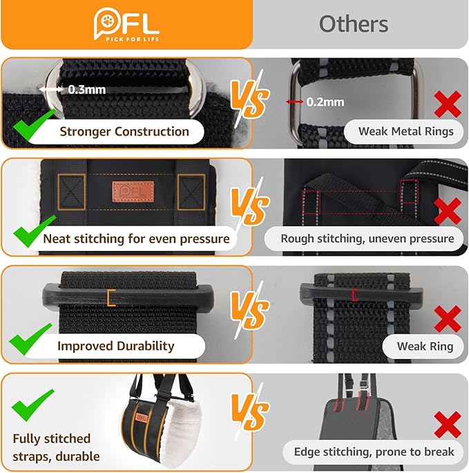 Adjustable Dog Lift Harness, Dog Sling for Large Dogs Hind Leg Support, Soft Lift Support Helps Senior, Injured, Disabled and After ACL Surgery Dogs-Black & Grey (X-Large)