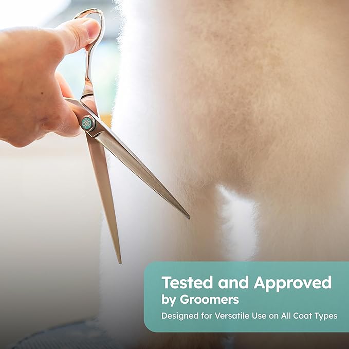 7" Dog Grooming Scissors – Handcrafted, Ergonomic, VG10 Stainless Steel for Sharper, Tougher, Better Edge Retention, Lightweight Shears with 3D Convex Blade for Dogs and Cats