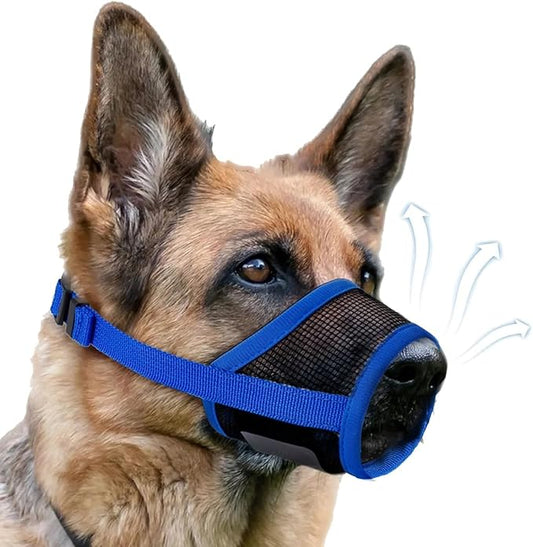 Dog Muzzle, Soft Air Mesh Muzzle for Small Medium Large Dogs Anti Biting Barking Chewing, Breathable Drinkable Adjustable Loop Pets Muzzle for German Shepherd Husky Labrador Retriever (Blue,S)