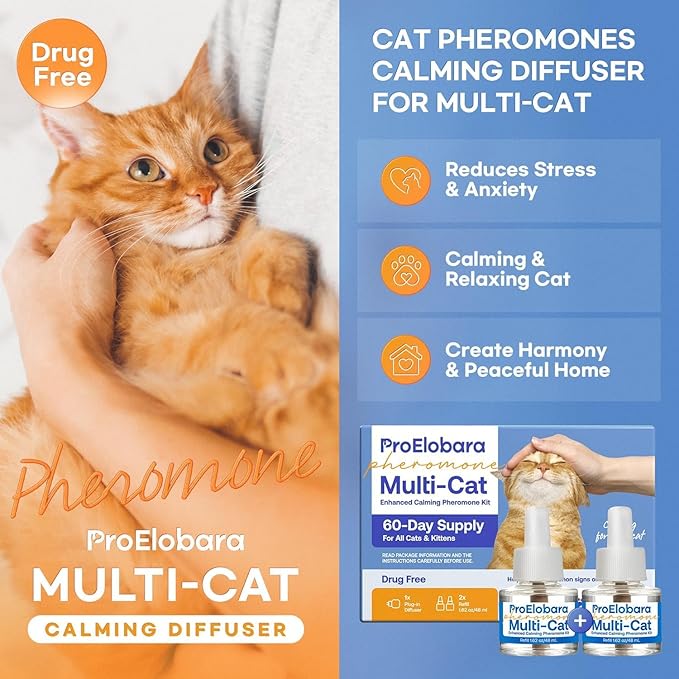 Cat Calming Pheromone Diffuser: Cat Calming Pheromones Diffusers - Reduces Stress & Anxiety with Calming Pheromones