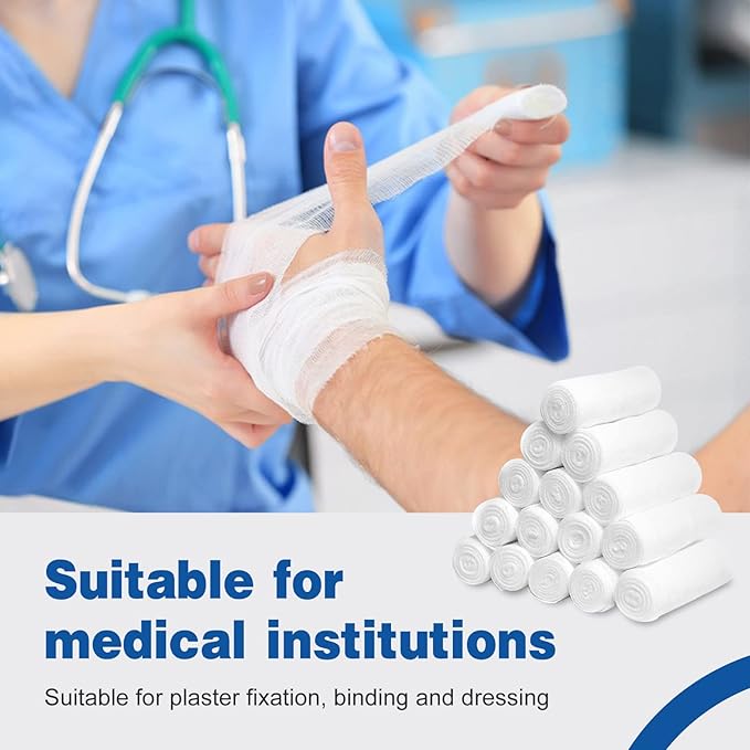 AZEN 12 Pack Gauze Rolls Bandages, 4 in x 4.1 Yards, Premium Medical Supplies & First Aid Supplies, Bandage Wrap Vet Wrap, Mummy Wraps