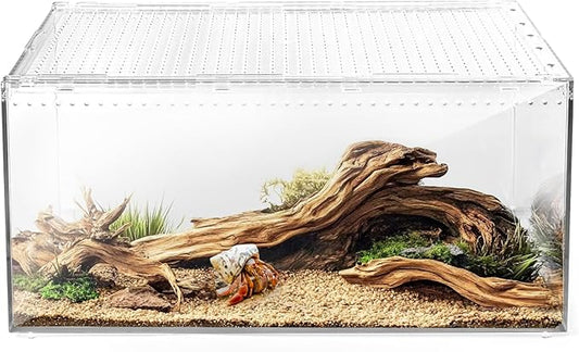 AZV Reptile Terrarium Tank,Versatile Enclosure for Leopard Crested Gecko,Lizard Cage,Spider Starter Kit,Hermit Crab Habitat,Tarantula Cribs,Perfect Aquarium for Snake,Frogs,Snails,Insects,Small Pets