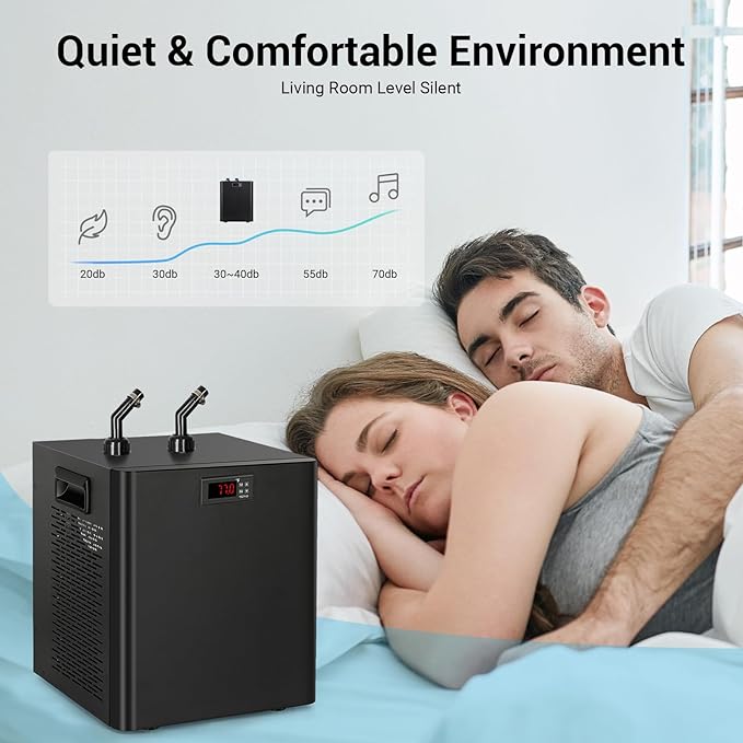 Aquarium Chiller, 1/3HP Aquarium Cooler 79gal Fish Tank Water Chiller with Quiet Compressor for Saltwater/Freshwater Tanks & Hydroponic(Axolotl Coral Jellyfish),300L, Black