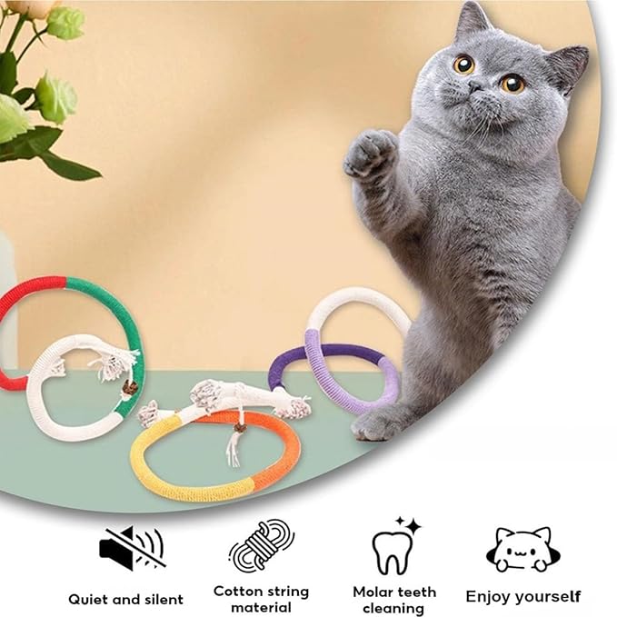 Celery Pets Cat Chew Rope,Catnip-Infused Organic Cotton Chew Rope Toys for Cats, Soft & Safe Dental Chew Toys for Indoor Cats, Self-Play and Teeth Cleaning (6PCS)