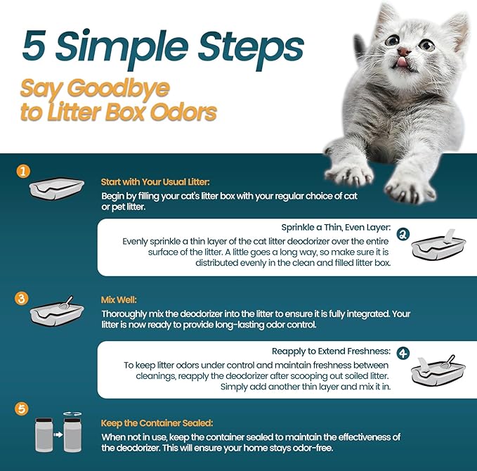 Cat Litter Deodorizer 1.2Lb Activated Carbon Litter Box Odor Eliminator Absorber Unscented Cat Litter Odor Control Room Deodorizer Solution for Homes with Pets