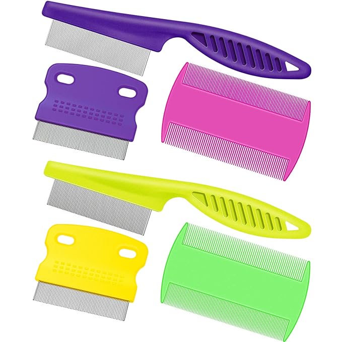 6 Pieces Pet Lice Combs Dog Grooming Flea Cat Tear Stain Comb for Removal Dandruff, Hair Stain, Nit(Pink, Green, Purple, Yellow)