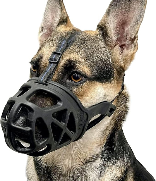 BARKLESS Dog Muzzle, Basket Muzzle for Biting, Chewing and Scavenging, Humane Cage Mouth Cover, Perfect for Grooming and Training Small, Medium, Large Aggressive Reactive Dogs (XS, Black)