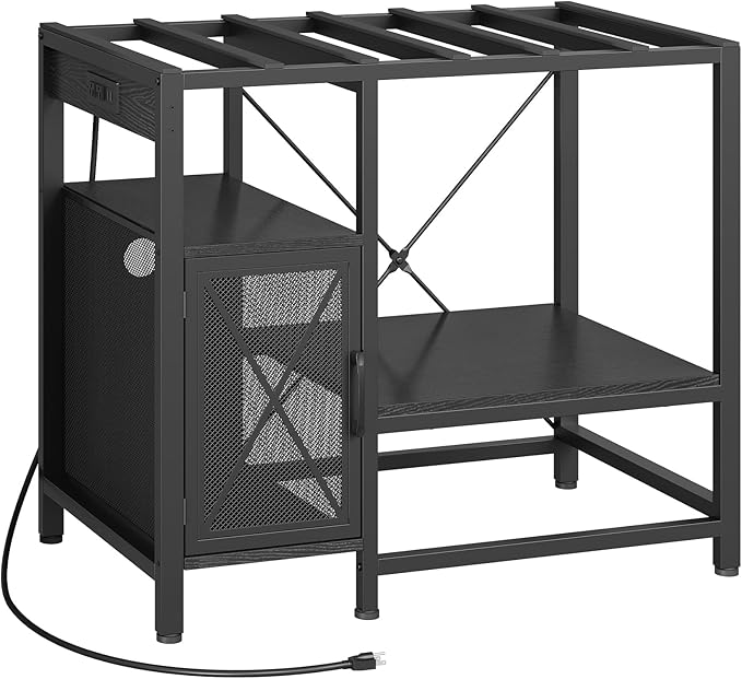 40-50 Gallon Fish Tank Stand, Aquarium Stand with Power Outlet and Storage Cabinet, Heavy Duty Tank Stand Suitable for Turtle Tank, Reptile Terrarium, for Home Office, Black FTBK50E01